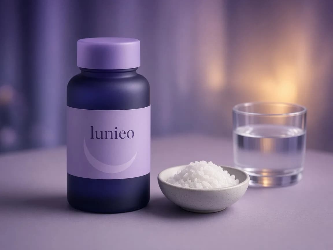 Magnesium by Lunieo, styled on a moonlit nightstand