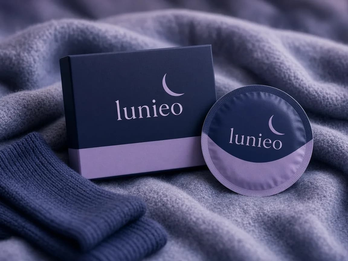 Sleep Patches by Lunieo, styled on a moonlit nightstand